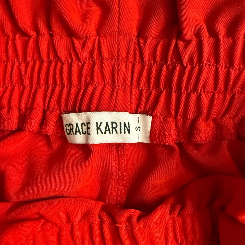 Grace Karin Vibrant Red Tie-Waist Trousers